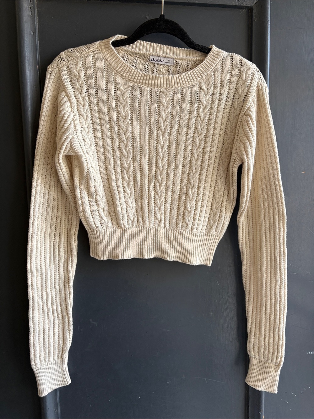 Aster Cream Cable Knit Cropped Sweater